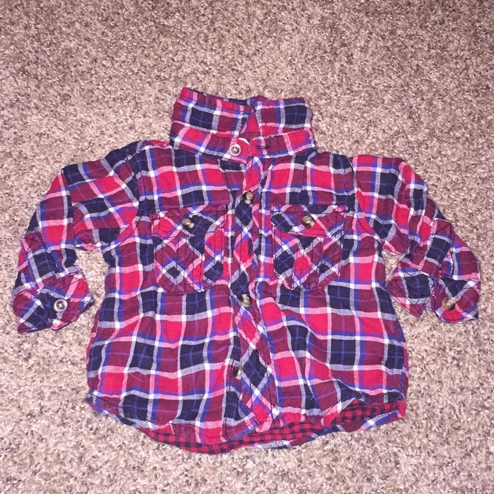Crazy 8 Red blue plaid long sleeve button up top
